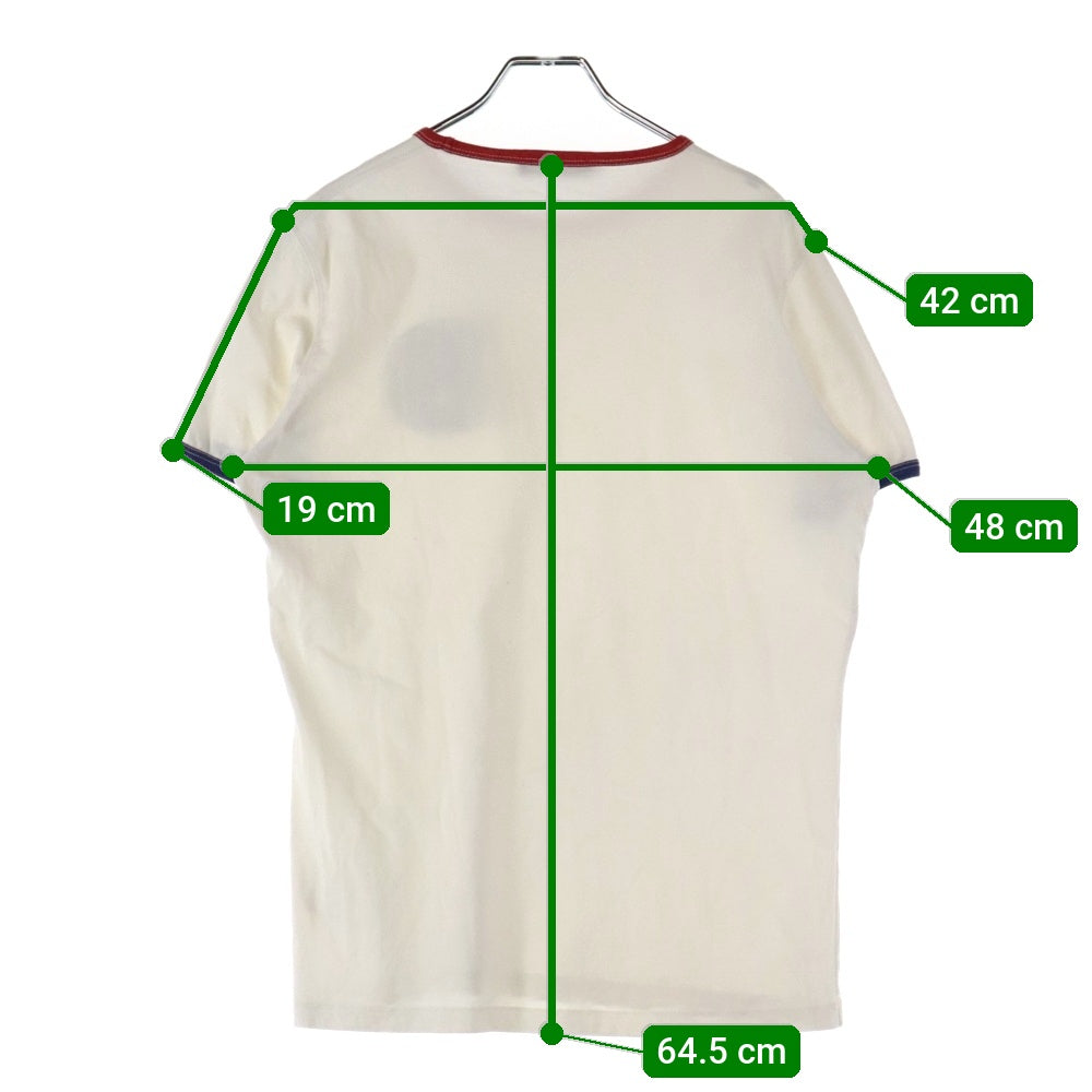 DSQUARED2(ディースクエアード) ロゴワッペン リンガー 半袖Tシャツ カットソー ホワイト/レッド