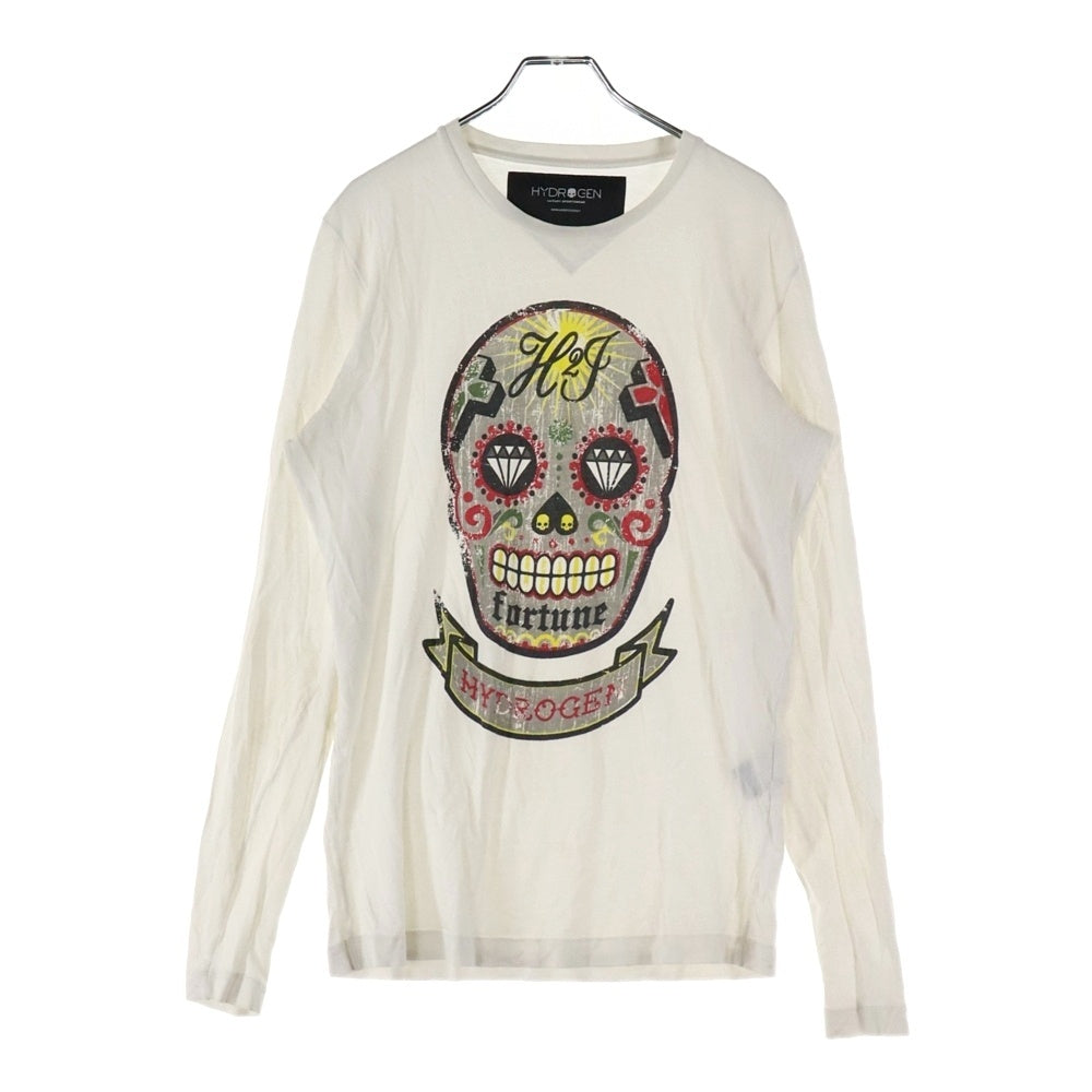 HYDROGEN(ハイドロゲン) メキシカンスカル プリント 長袖Tシャツ カットソー ホワイト