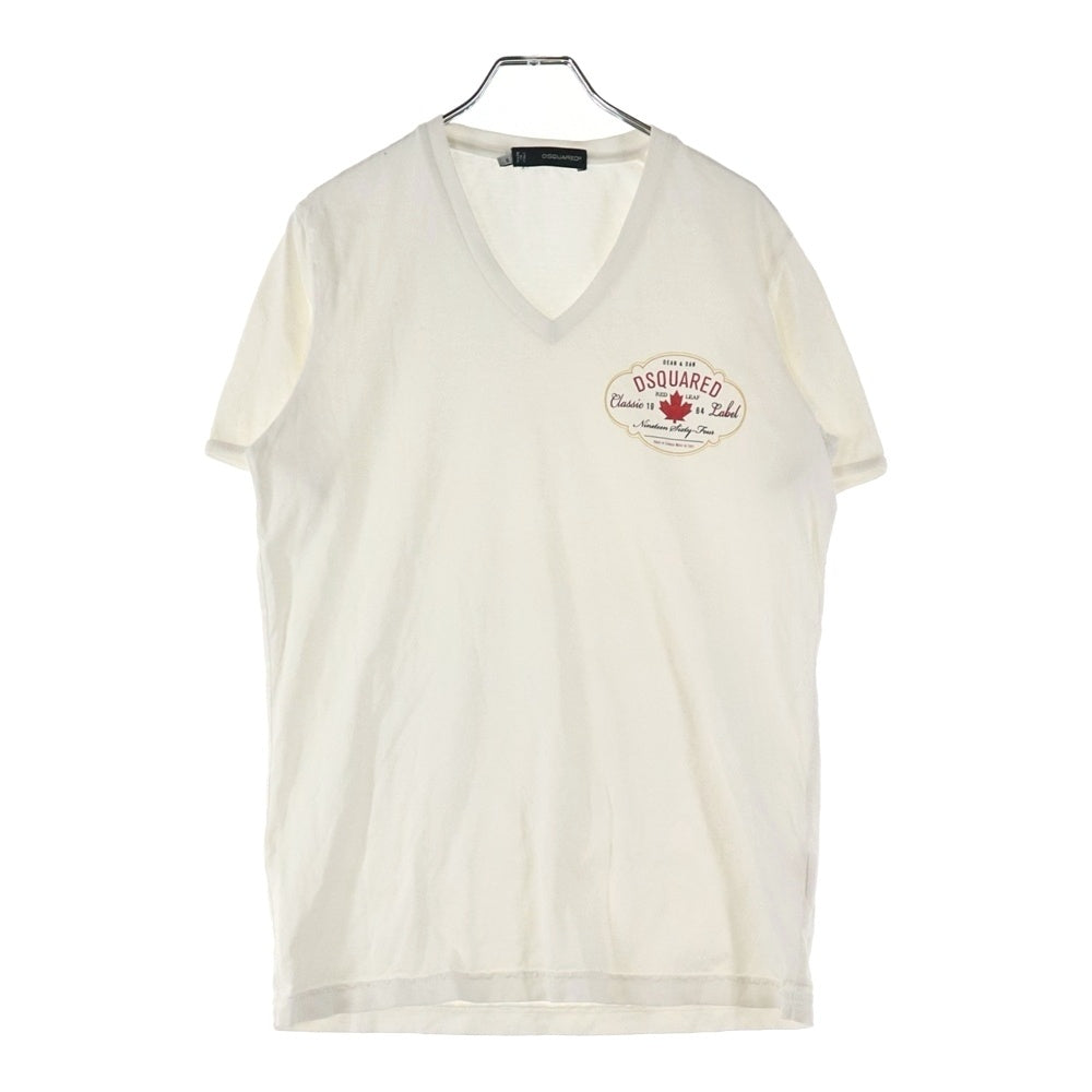 DSQUARED2(ディースクエアード) ロゴプリント Vネック 半袖Tシャツ カットソー ホワイト