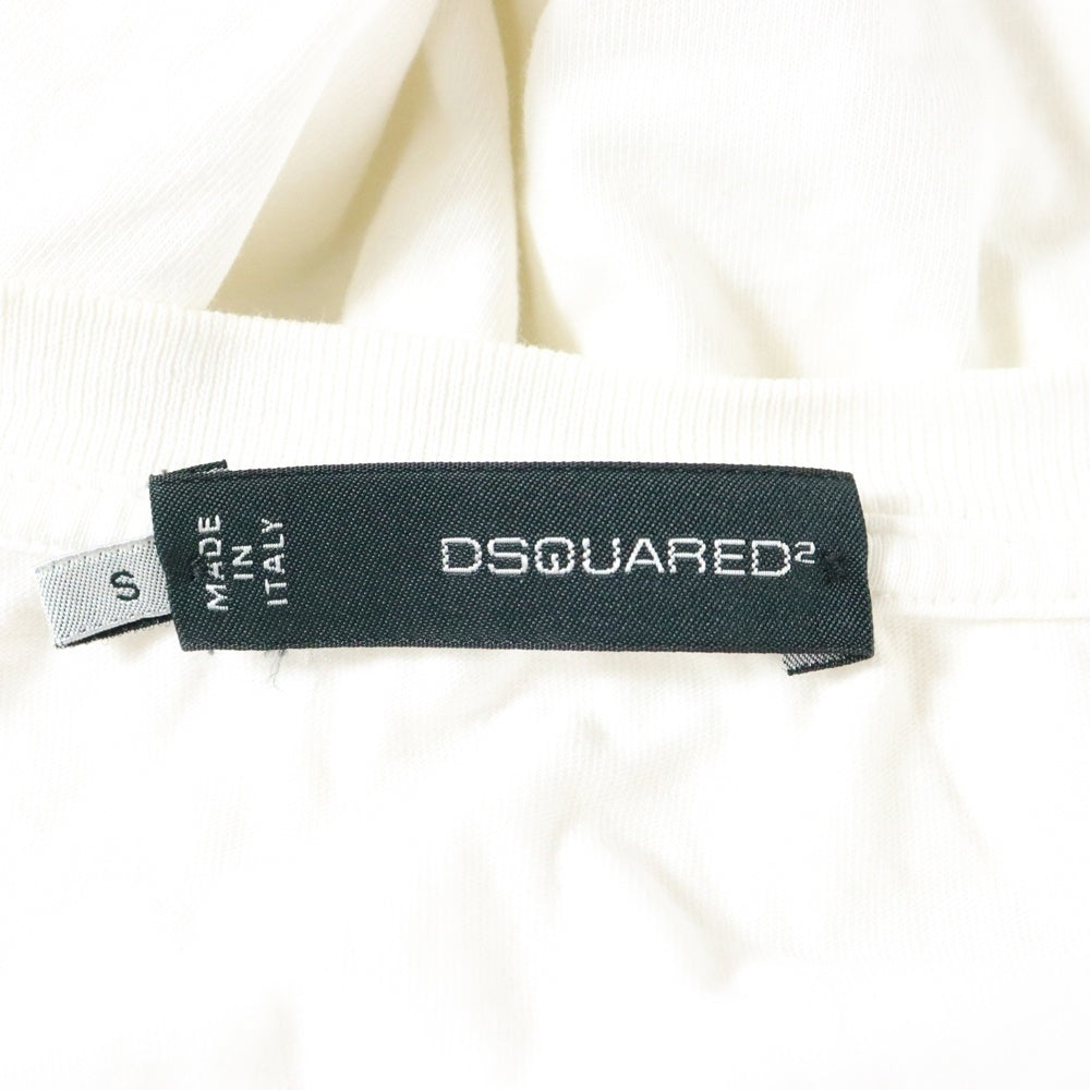 DSQUARED2(ディースクエアード) ロゴプリント Vネック 半袖Tシャツ カットソー ホワイト
