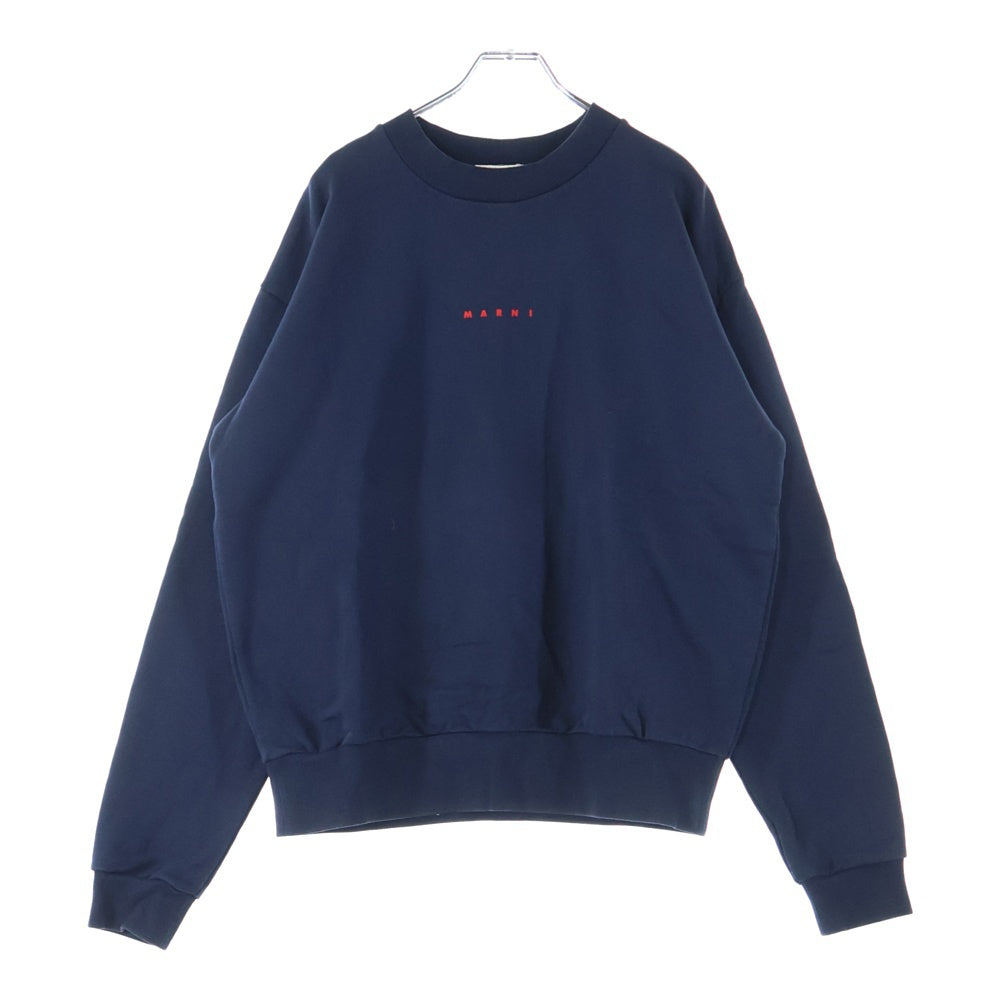 MARNI(マルニ) 23SS LOGO ORGANIC COTTON SWEATSHIRT ロゴプリント オーガニックコットン クルーネック スウェットシャツ トレーナー ネイビー FUMU0074P9