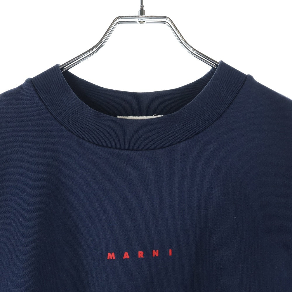 MARNI(マルニ) 23SS LOGO ORGANIC COTTON SWEATSHIRT ロゴプリント オーガニックコットン クルーネック スウェットシャツ トレーナー ネイビー FUMU0074P9