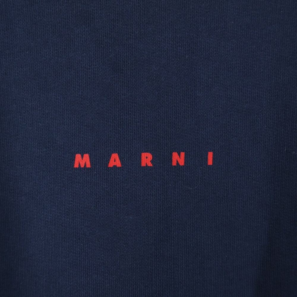 MARNI(マルニ) 23SS LOGO ORGANIC COTTON SWEATSHIRT ロゴプリント オーガニックコットン クルーネック スウェットシャツ トレーナー ネイビー FUMU0074P9