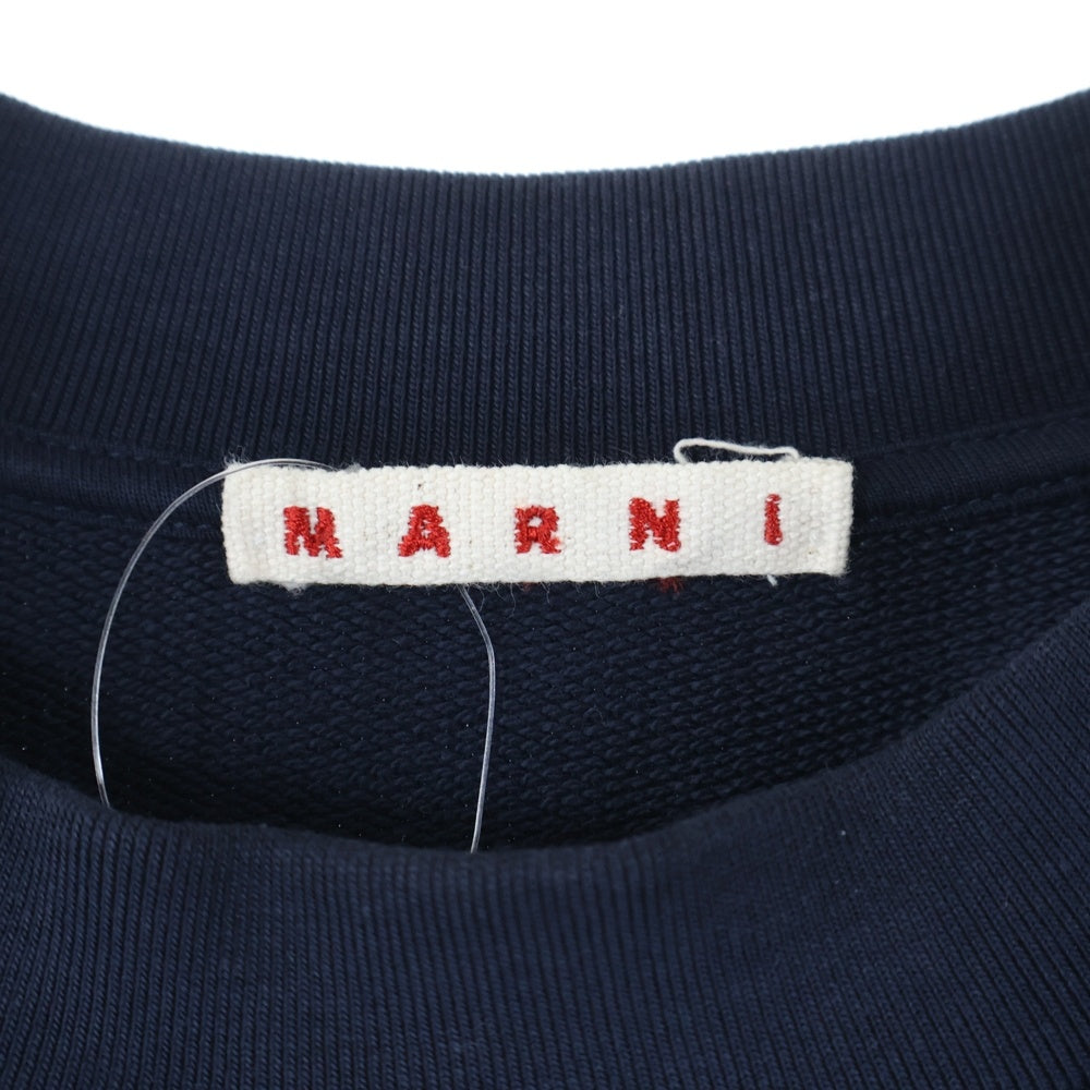MARNI(マルニ) 23SS LOGO ORGANIC COTTON SWEATSHIRT ロゴプリント オーガニックコットン クルーネック スウェットシャツ トレーナー ネイビー FUMU0074P9