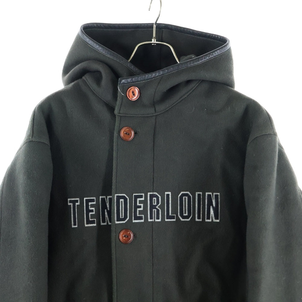 TENDERLOIN(テンダーロイン) 日本製 初期 レザーパイピング メルトン フーデッドコート カーキ