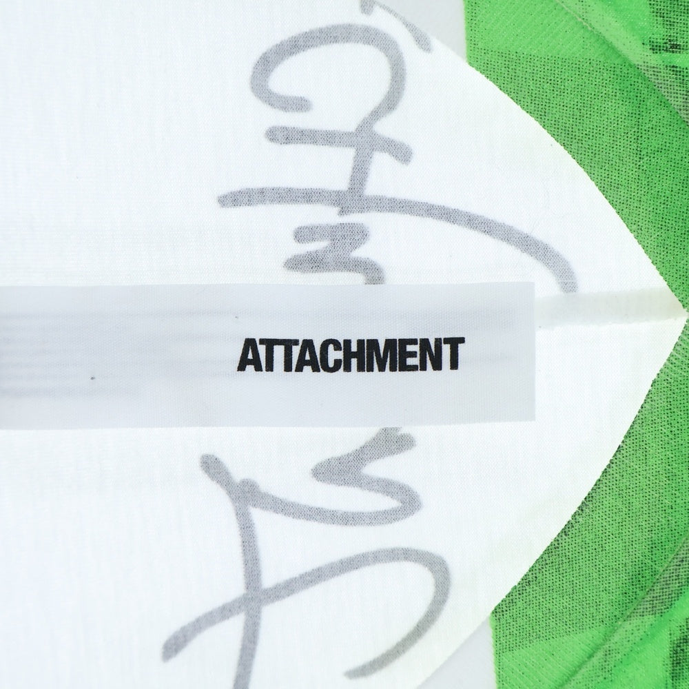 ATTACHMENT(アタッチメント) プリント Vネック 半袖Tシャツ カットソー ホワイト AJ21-384