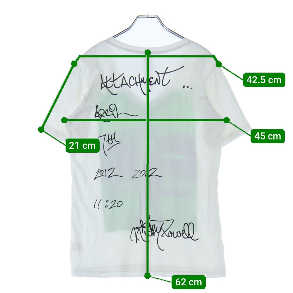 ATTACHMENT(アタッチメント) プリント Vネック 半袖Tシャツ カットソー ホワイト AJ21-384