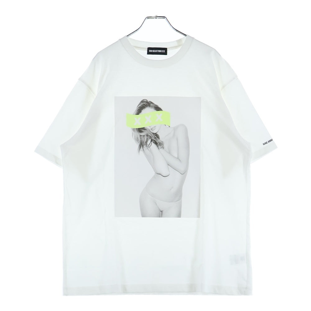 GOD SELECTION XXX(ゴッドセレクショントリプルエックス) 9周年記念 Miranda Kerr Tee ミランダカー プリント クルーネック 半袖Tシャツ カットソー ホワイト
