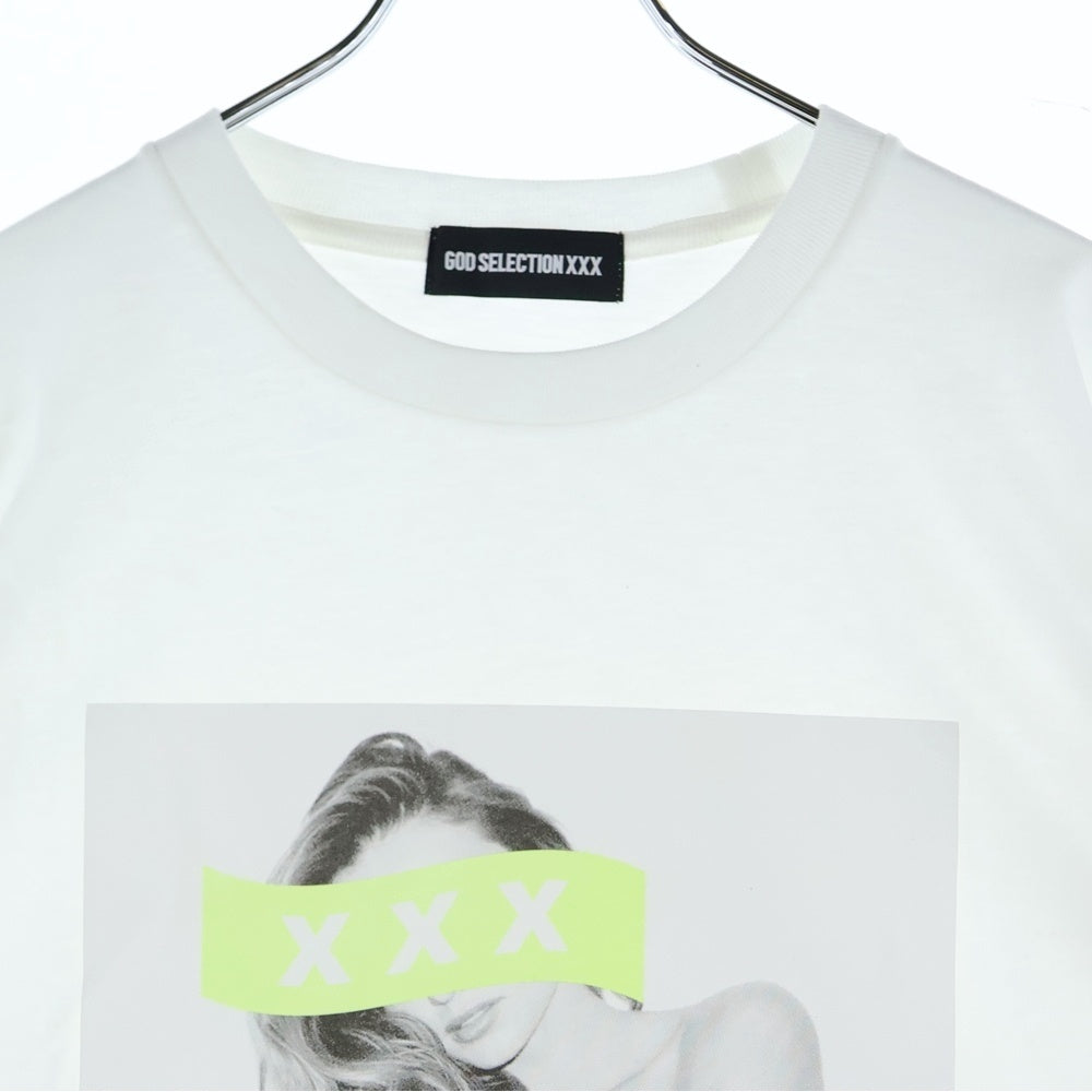 GOD SELECTION XXX(ゴッドセレクショントリプルエックス) 9周年記念 Miranda Kerr Tee ミランダカー プリント クルーネック 半袖Tシャツ カットソー ホワイト