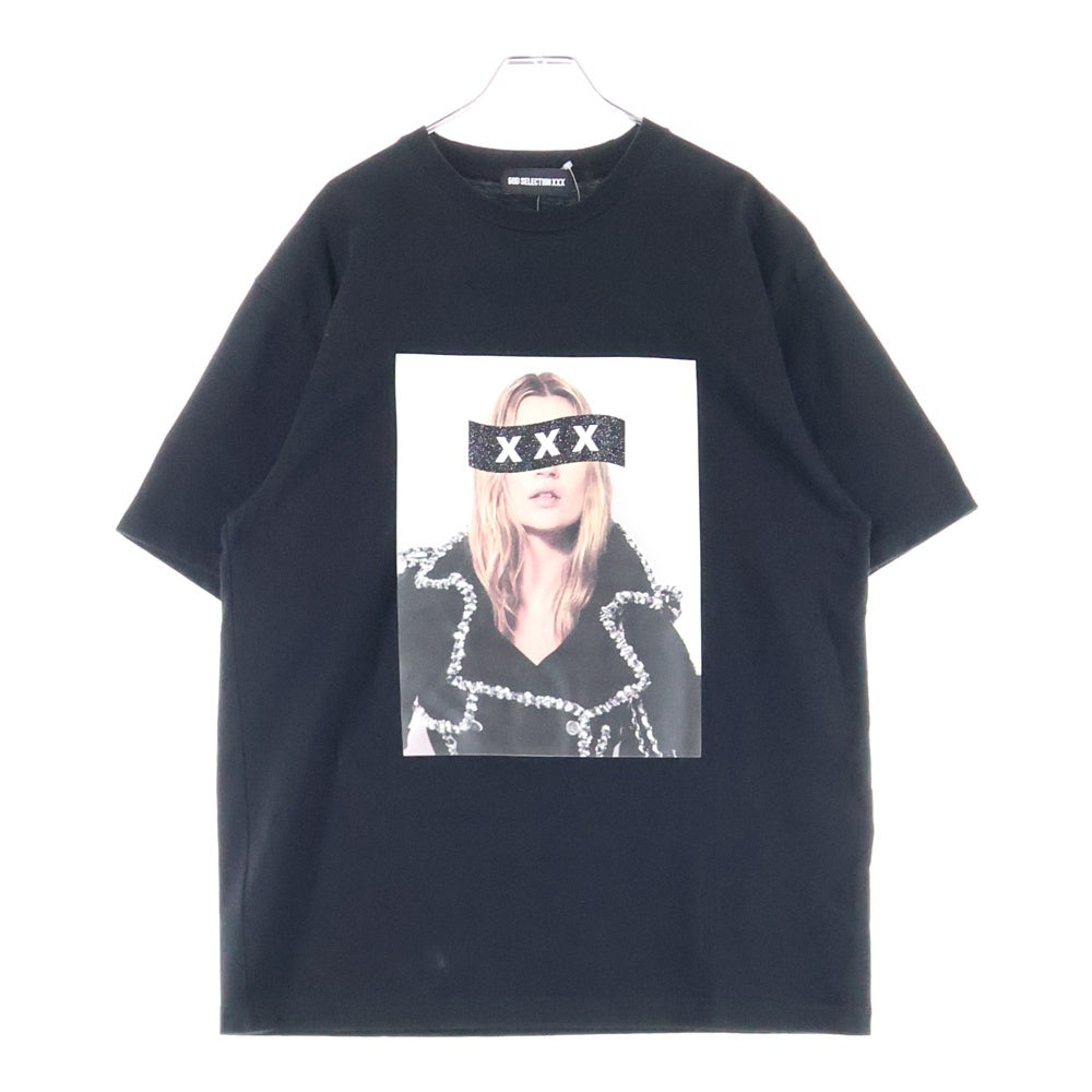 GOD SELECTION XXX(ゴッドセレクショントリプルエックス) ×FRAGMENT DESIGN 10周年記念 Kate Moss Tee フラグメントデザイン ケイトモス プリント クルーネック 半袖Tシャツ カットソー ブラック