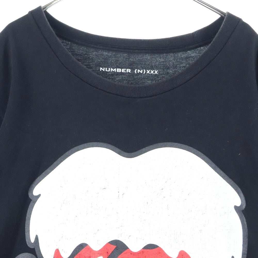 NUMBER (N)INE(ナンバーナイン) ×GOD SELECTION XXX ゴッドセレクション カート期 モチーフ プリント クルーネック 半袖Tシャツ カットソー ブラック