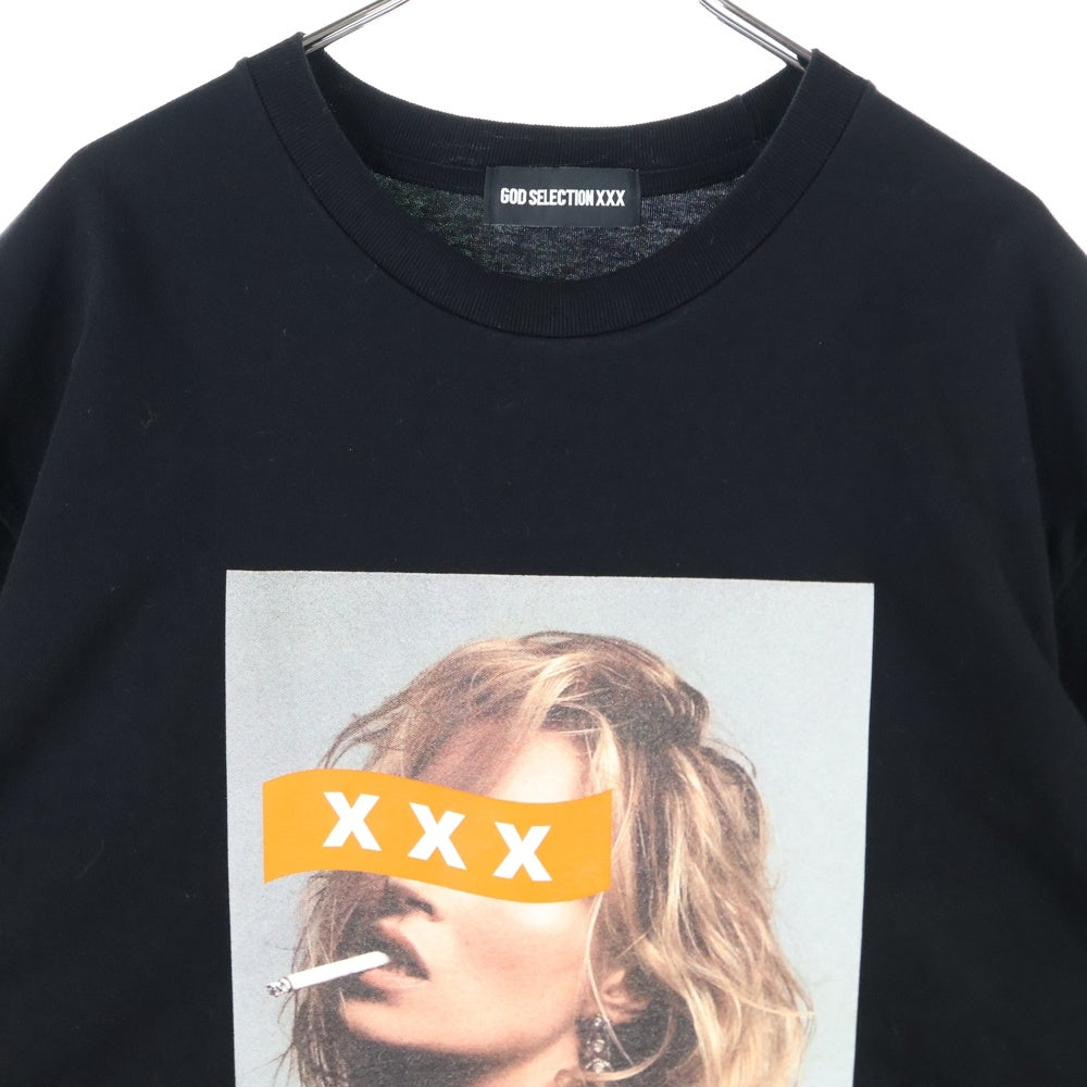 GOD SELECTION XXX(ゴッドセレクショントリプルエックス) 名古屋限定 Kate Moss Tee ケイトモス プリント クルーネック 半袖Tシャツ カットソー ブラック/オレンジ