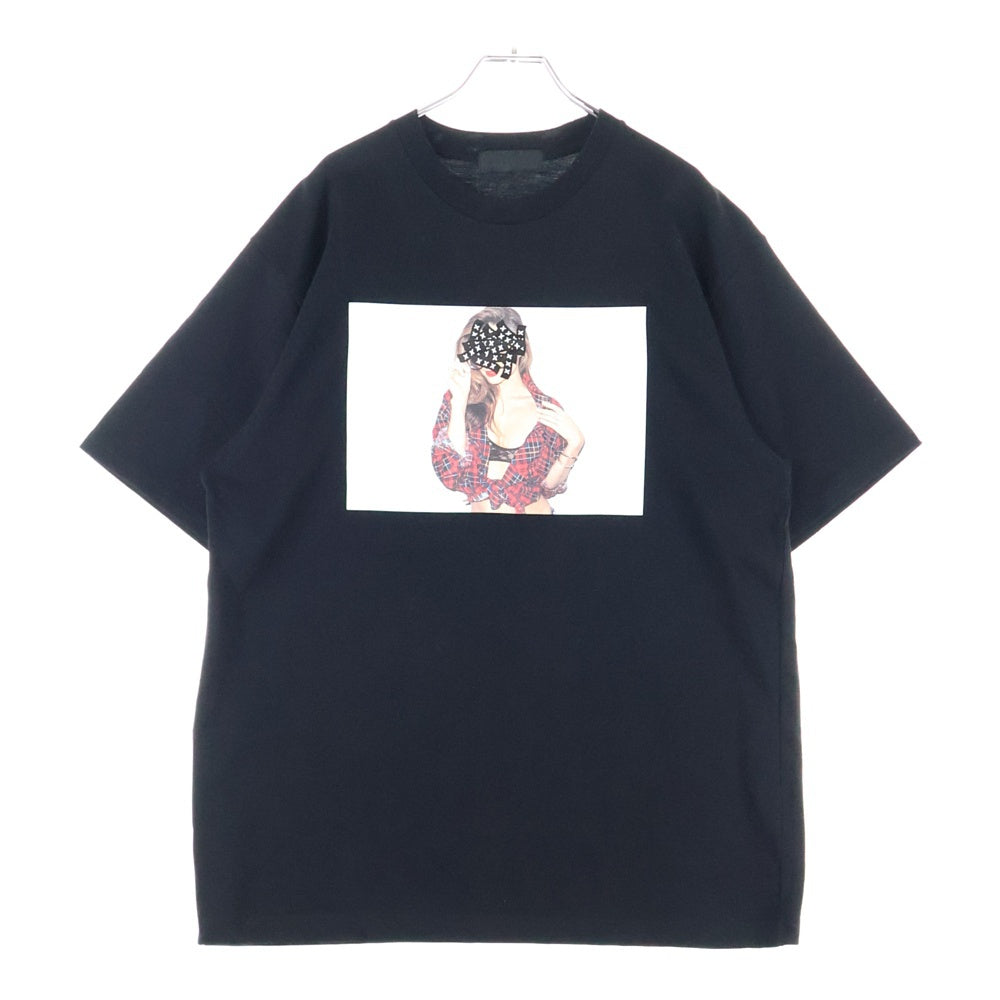 GOD SELECTION XXX(ゴッドセレクショントリプルエックス) Miranda Kerr Tee ミランダカー プリント クルーネック 半袖Tシャツ カットソー ブラック