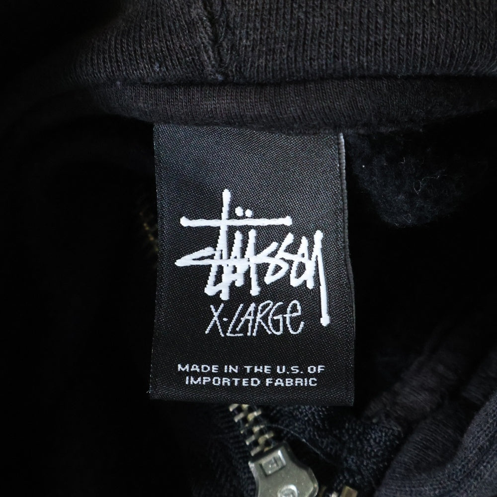 STUSSY(ステューシー) フロントロゴエンブロイダリー ジップアップ フーディー パーカー ブラック/レッド