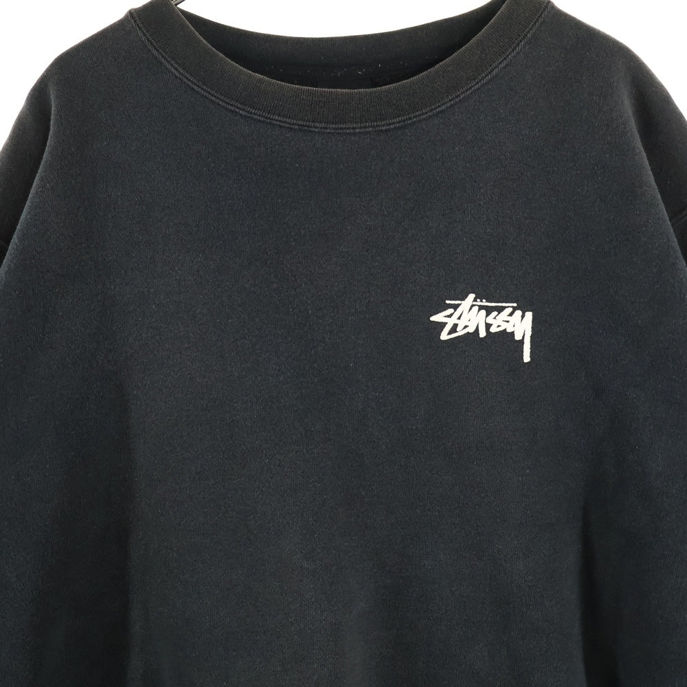 STUSSY(ステューシー) 8ボール スエードロゴ クルーネック スウェット トレーナー ブラック