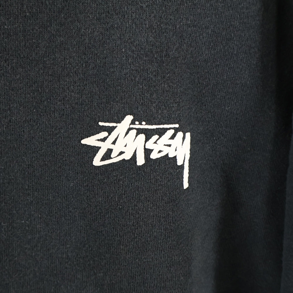 STUSSY(ステューシー) 8ボール スエードロゴ クルーネック スウェット トレーナー ブラック