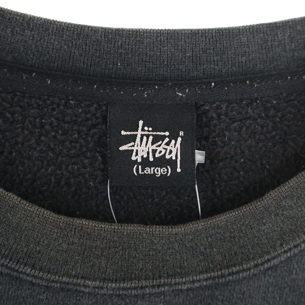 STUSSY(ステューシー) 8ボール スエードロゴ クルーネック スウェット トレーナー ブラック