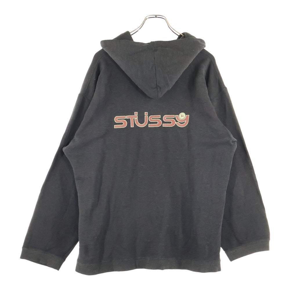 STUSSY(ステューシー) 90S OLD オールド ロゴプリント プルオーバーフーディー パーカー スウェット ブラック/レッド