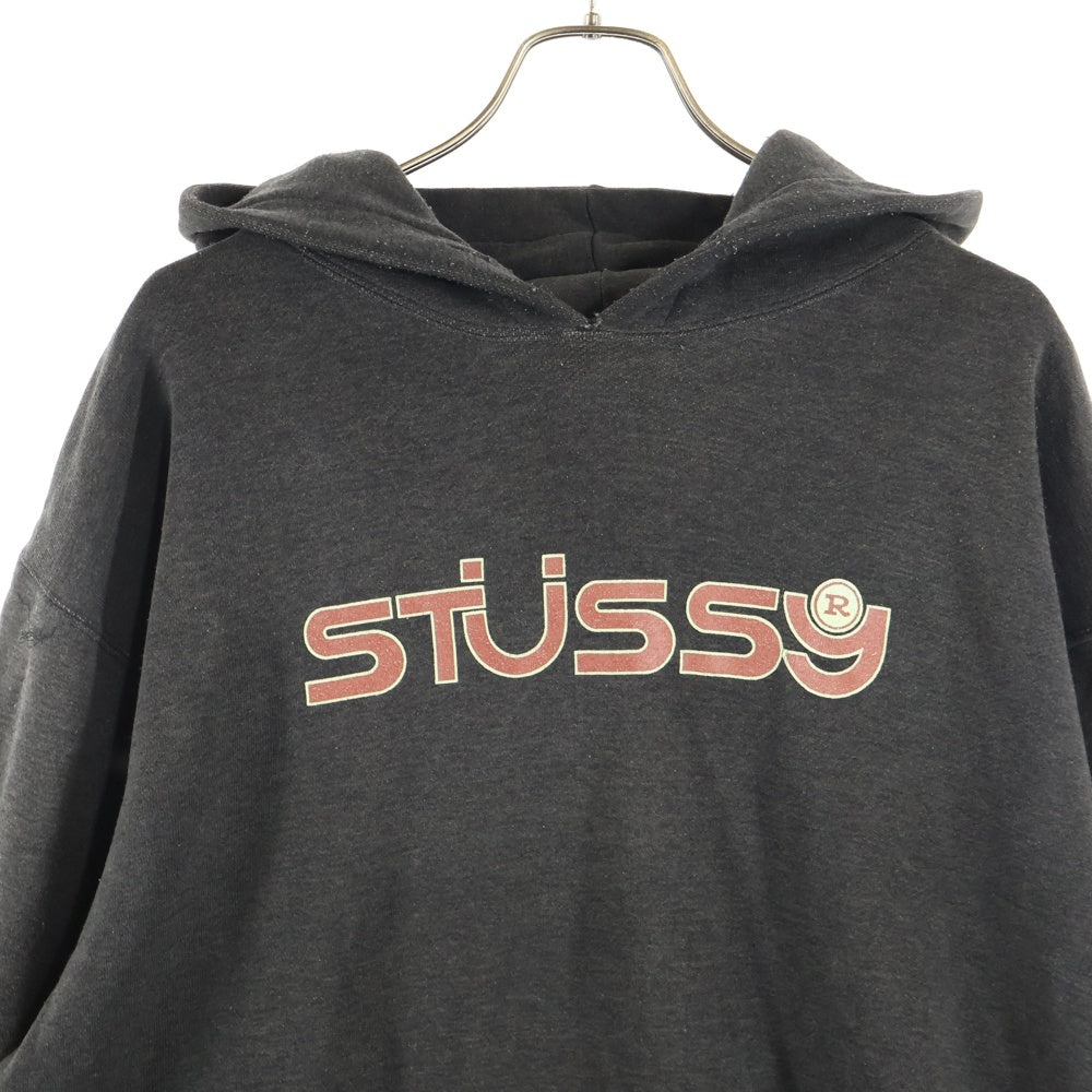 STUSSY(ステューシー) 90S OLD オールド ロゴプリント プルオーバーフーディー パーカー スウェット ブラック/レッド