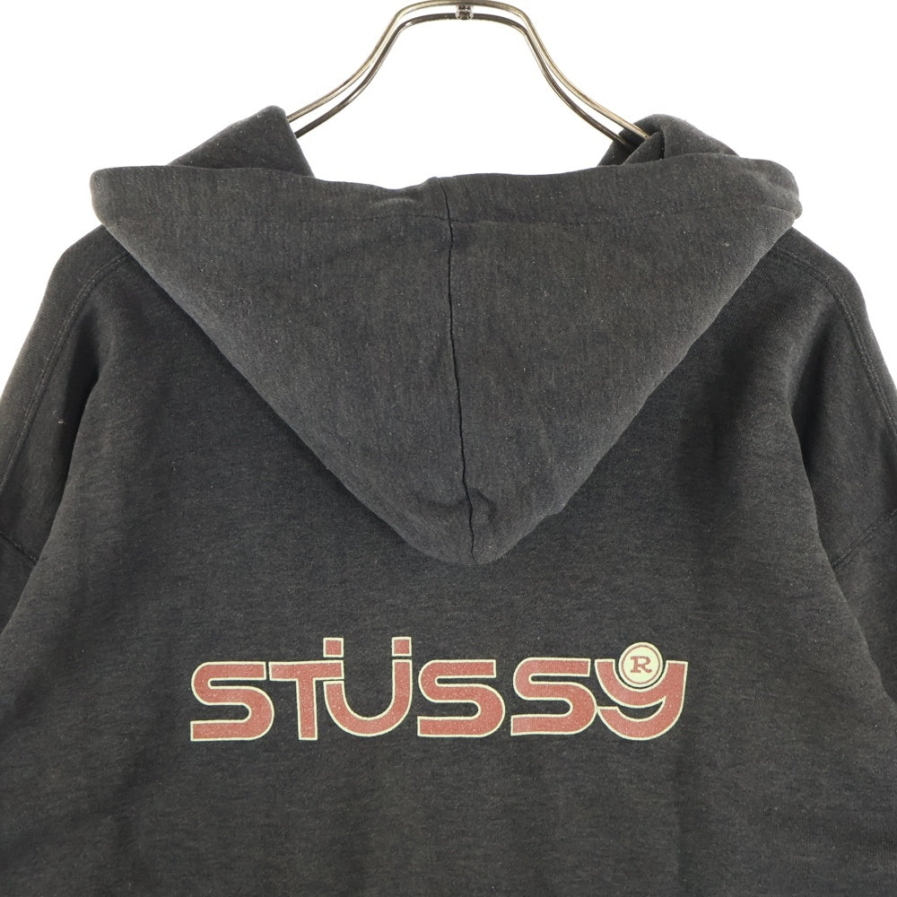 STUSSY(ステューシー) 90S OLD オールド ロゴプリント プルオーバーフーディー パーカー スウェット ブラック/レッド