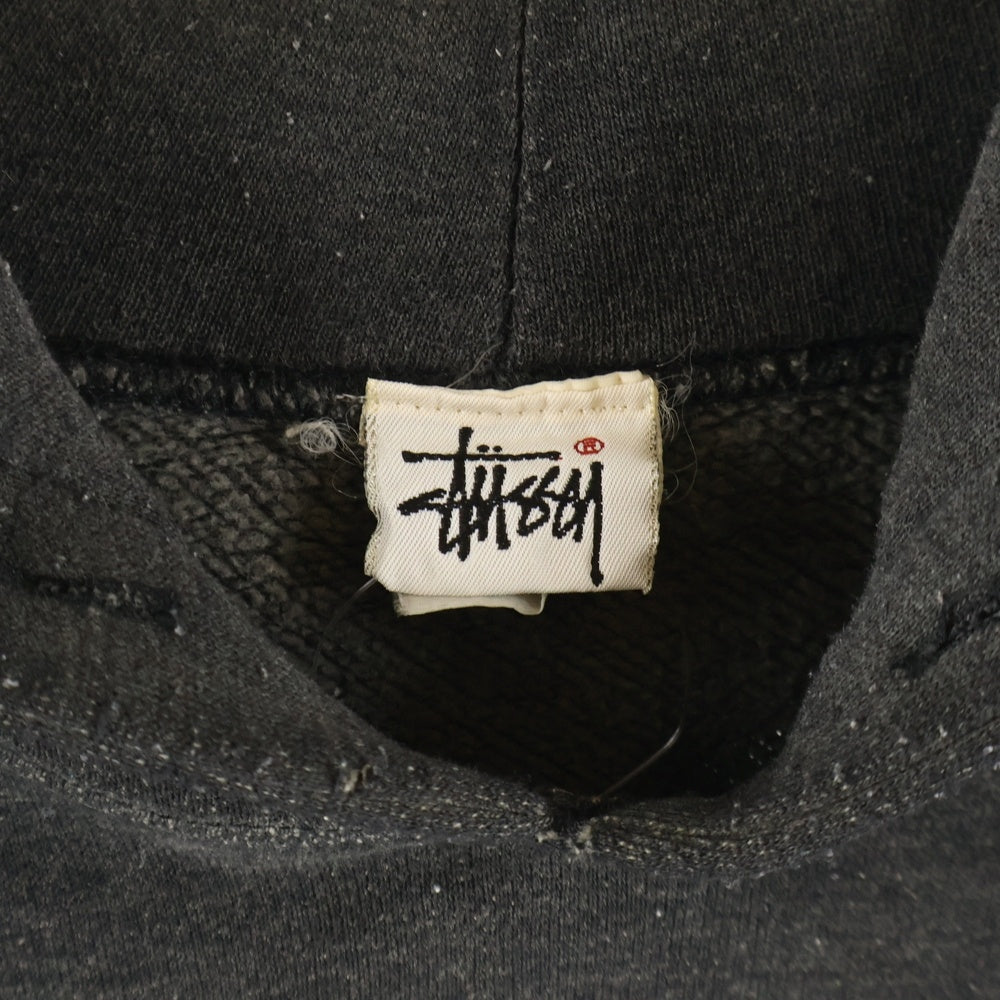 STUSSY(ステューシー) 90S OLD オールド ロゴプリント プルオーバーフーディー パーカー スウェット ブラック/レッド