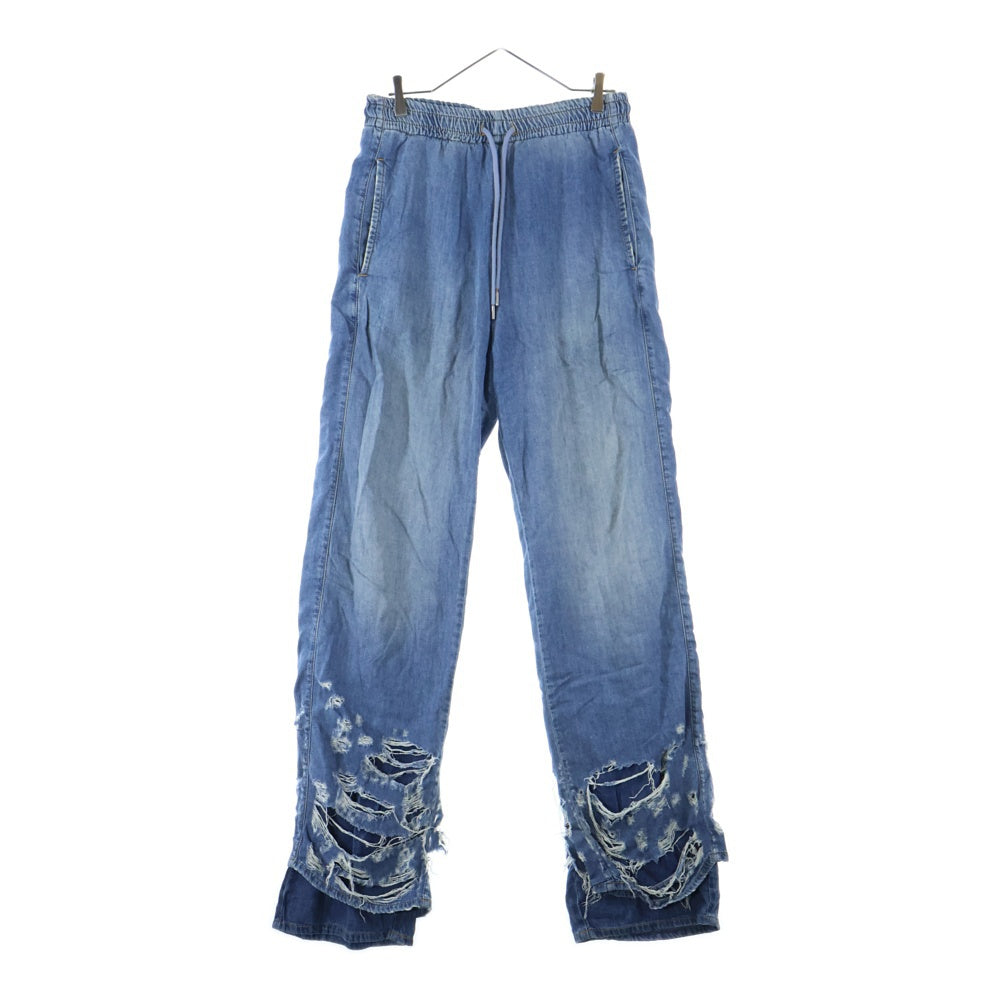 DIESEL(ディーゼル) ドローコード ストレート レイヤード クラッシュ デニム パンツ インディゴ A09695