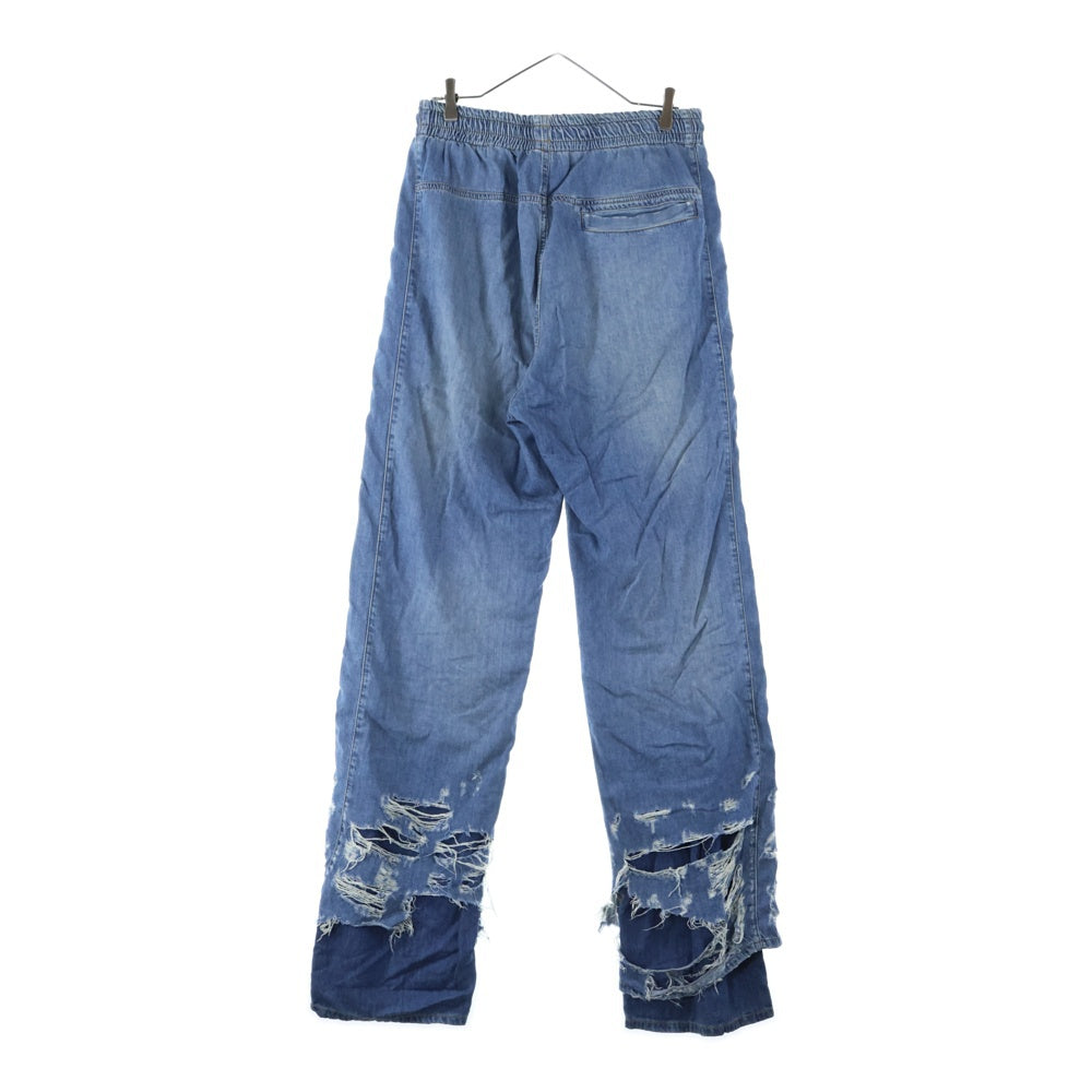 DIESEL(ディーゼル) ドローコード ストレート レイヤード クラッシュ デニム パンツ インディゴ A09695