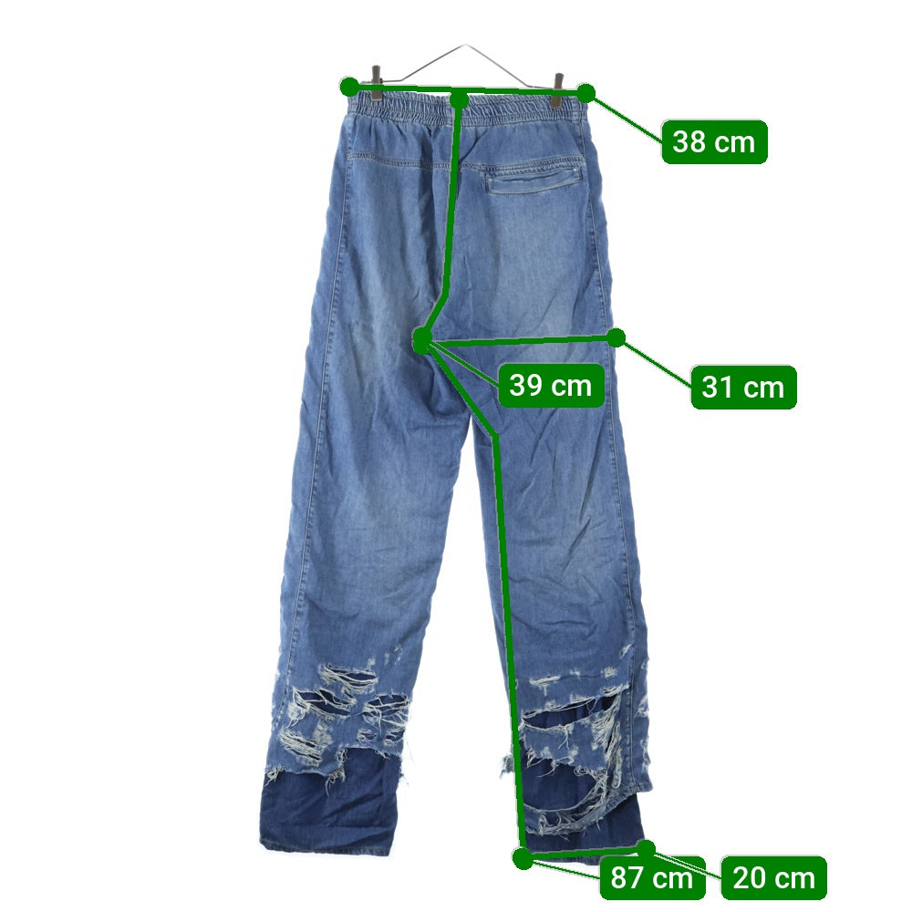 DIESEL(ディーゼル) ドローコード ストレート レイヤード クラッシュ デニム パンツ インディゴ A09695
