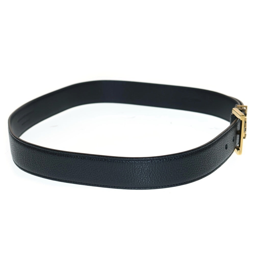 YVES SAINT LAURENT(イヴサンローラン) LEATHER BELT ロゴデザインモチーフ レザー ベルト ブラック/ゴールド ABR634437