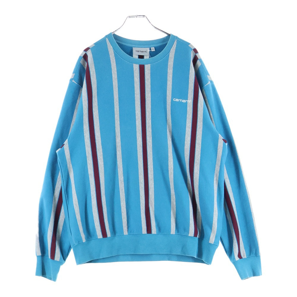 CARHARTT(カーハート) BLANKET STRIPES SWEATSHIRT ブランケットストライプ クルーネック スウェットシャツ トレーナー ブルー