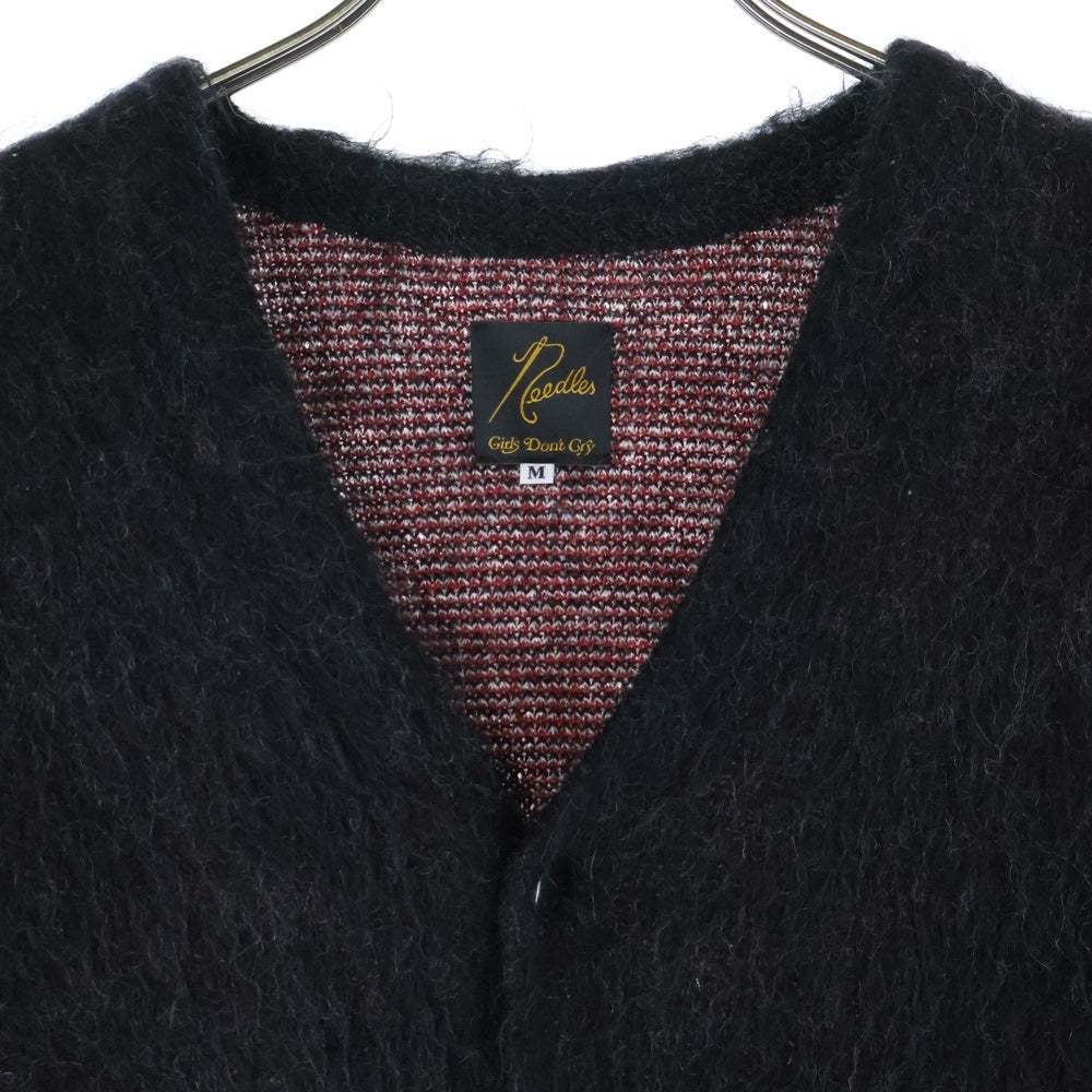 Needles(ニードルス) 20AW ×GIRLS DON'T CRY ガールズドントクライ ハート モヘア ニット カーディガン ブラック/レッド HM412