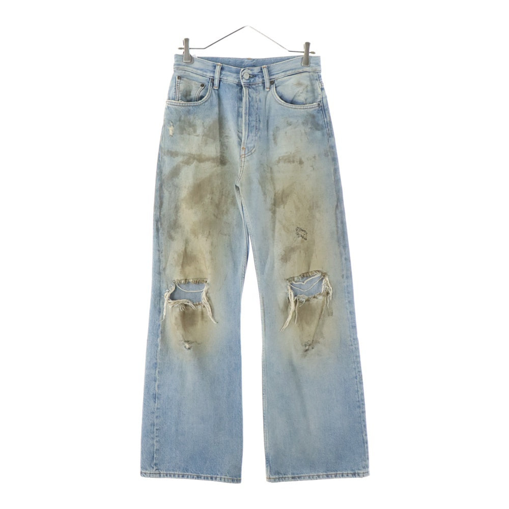 Acne Studios(アクネ ストゥディオズ) 2021F PENICILLIN ペニシリン ダメージデザイン ルーズフィット ボタンフライ デニムパンツ ジーンズ レディース インディゴ A00402