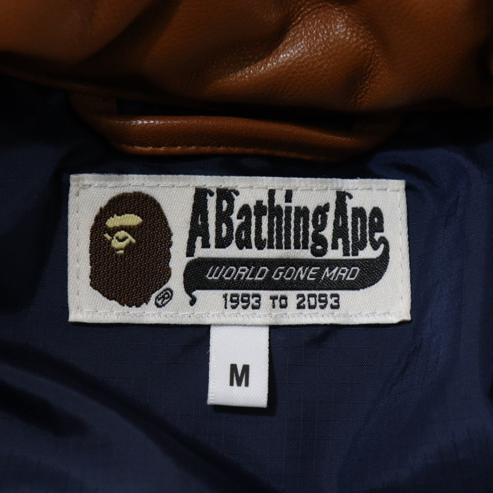 A BATHING APE(アベイシングエイプ) 復刻 シープスキン レザー ダウンジャケット ブラウン 001HJH701007M