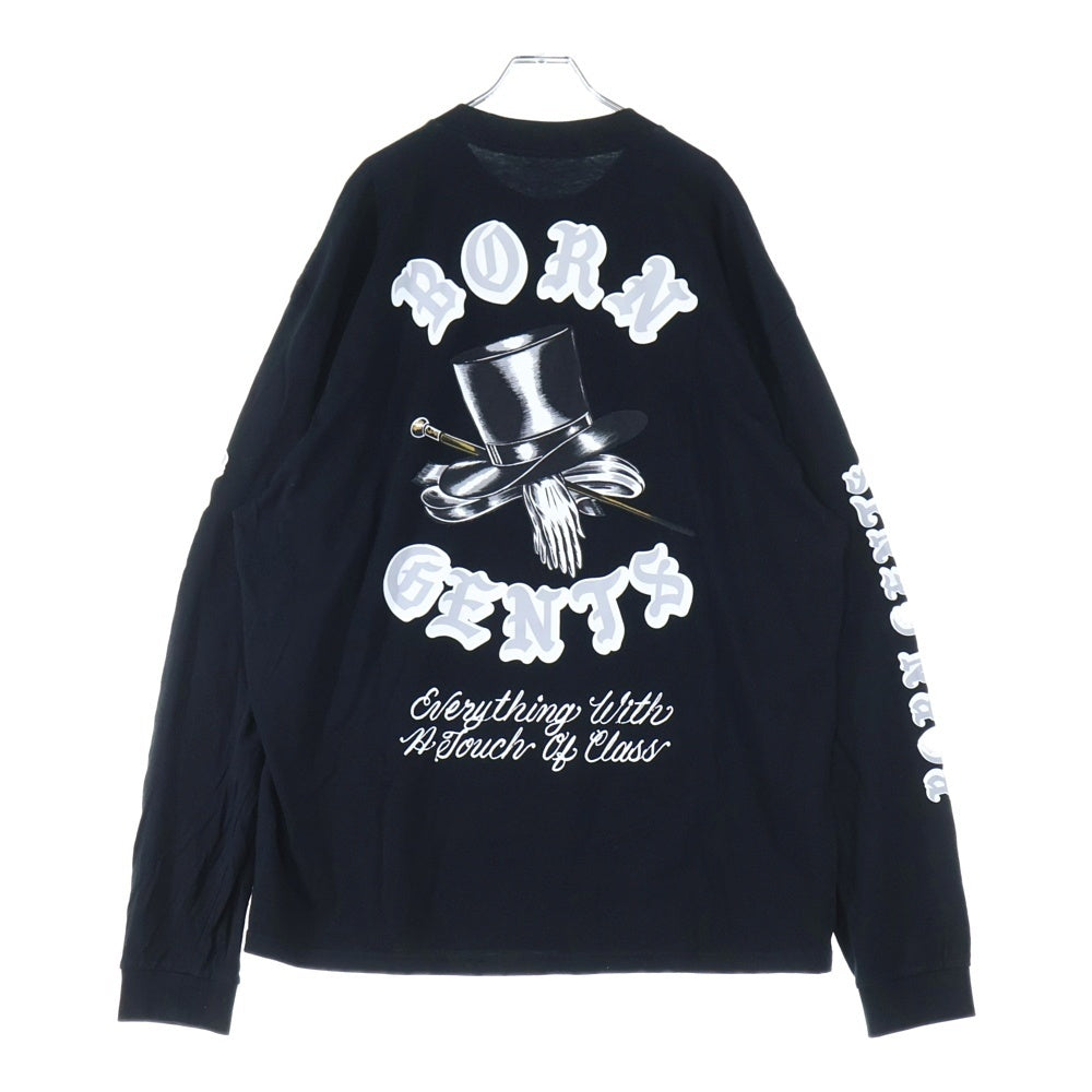 BORN X RAISED(ボーンアンドレイズド) プリント 長袖Tシャツ カットソー ブラック