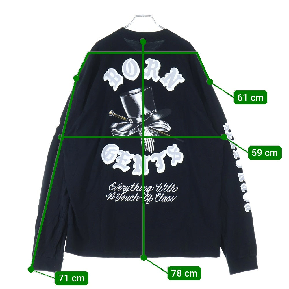 BORN X RAISED(ボーンアンドレイズド) プリント 長袖Tシャツ カットソー ブラック