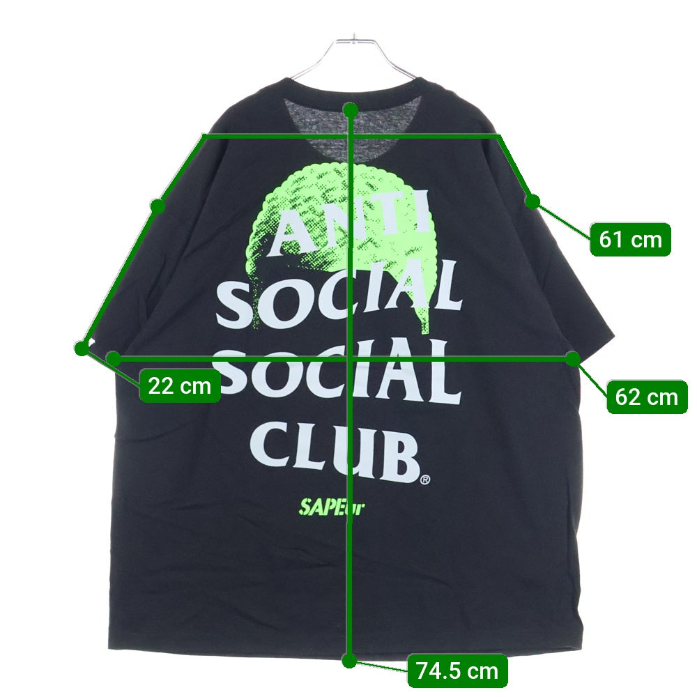ANTI SOCIAL SOCIAL CLUB(アンチソーシャルソーシャルクラブ) ×SAPEUR サプール ロゴプリント 半袖Tシャツ カットソー ブラック