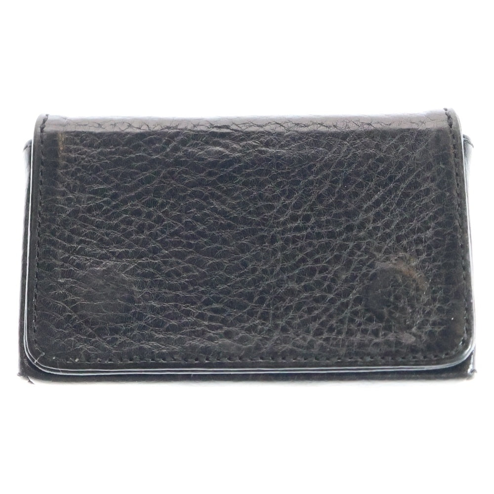 CHROME HEARTS(クロムハーツ) CARD CASE マグネット式 スクロールラベル付き レザーカードケース 名刺入れ ブラック
