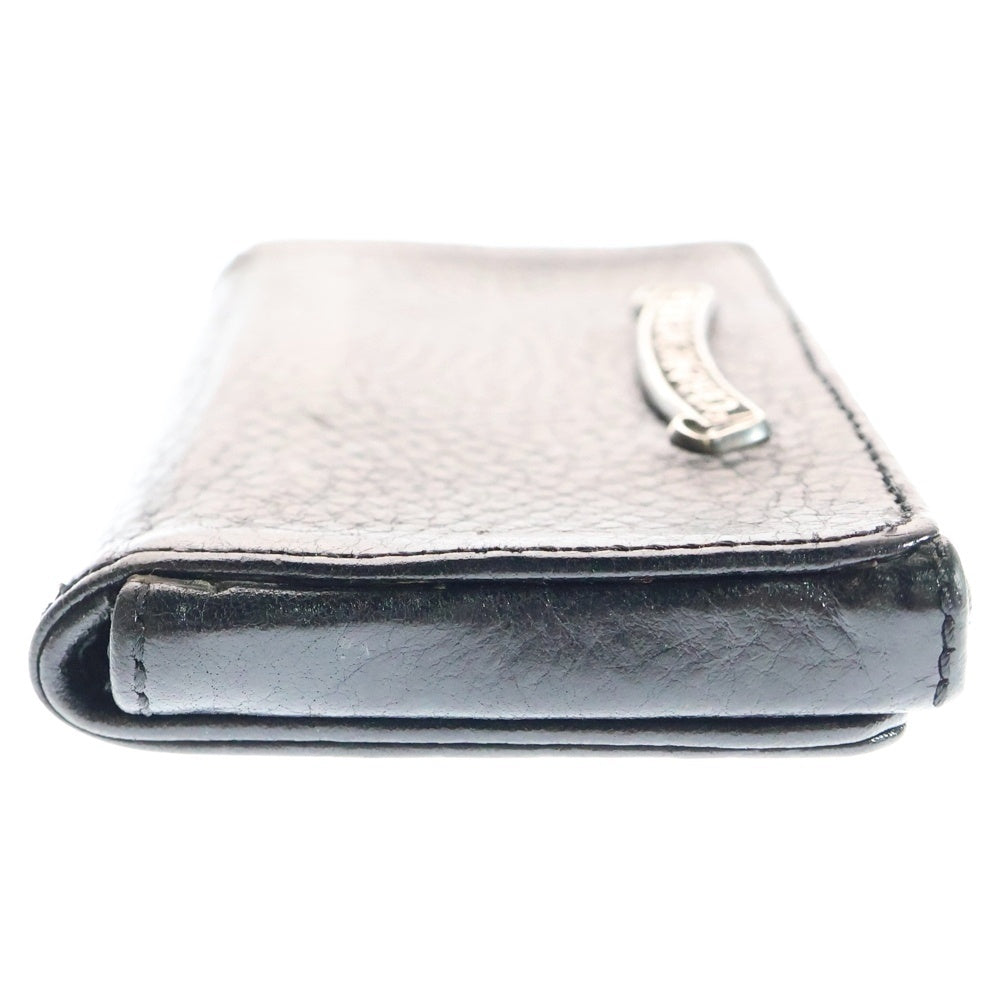 CHROME HEARTS(クロムハーツ) CARD CASE マグネット式 スクロールラベル付き レザーカードケース 名刺入れ ブラック