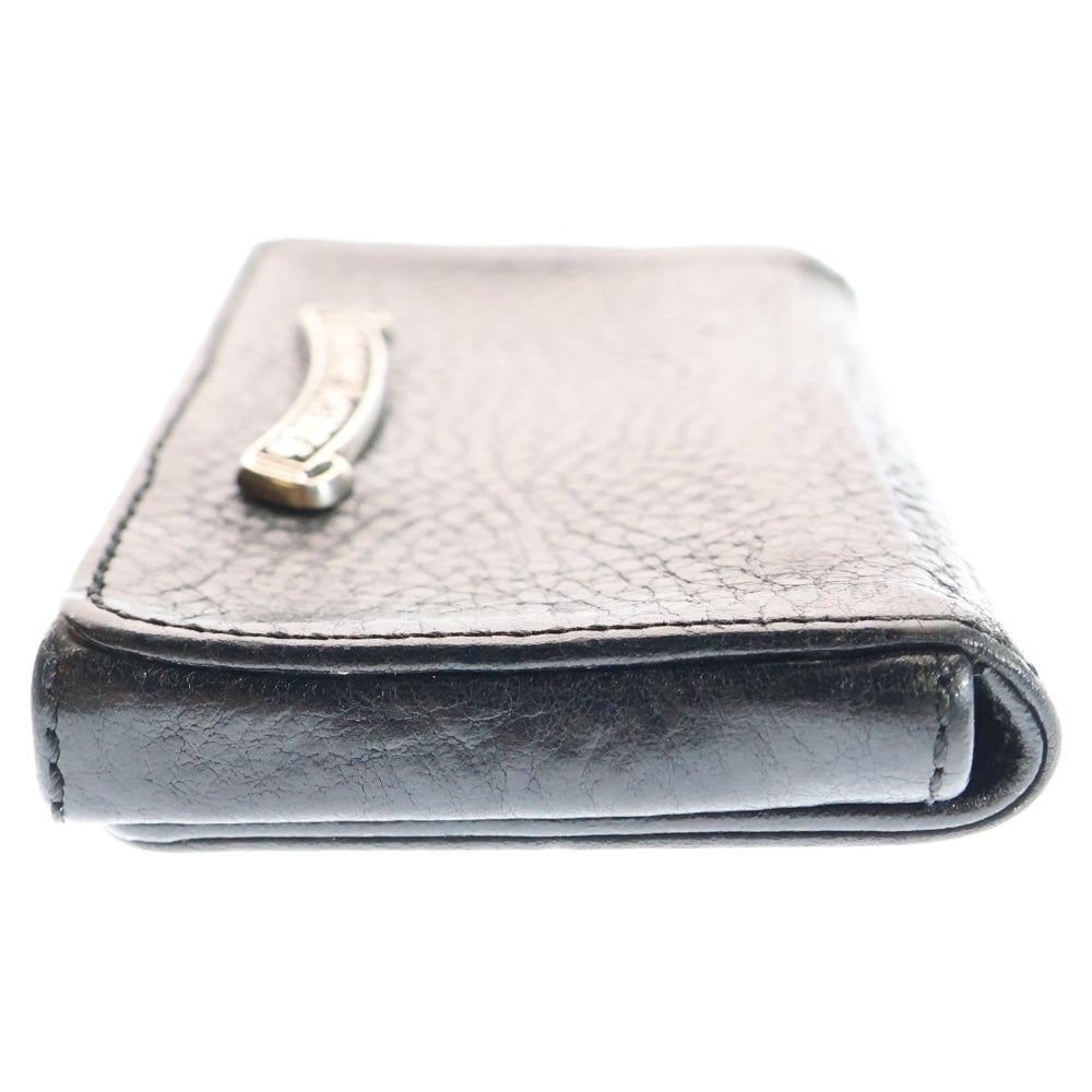 CHROME HEARTS(クロムハーツ) CARD CASE マグネット式 スクロールラベル付き レザーカードケース 名刺入れ ブラック