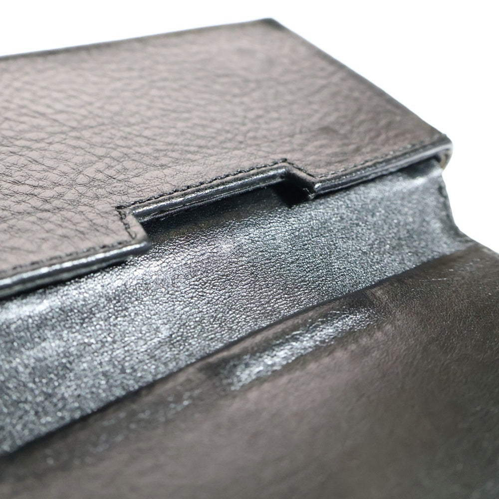 CHROME HEARTS(クロムハーツ) CARD CASE マグネット式 スクロールラベル付き レザーカードケース 名刺入れ ブラック