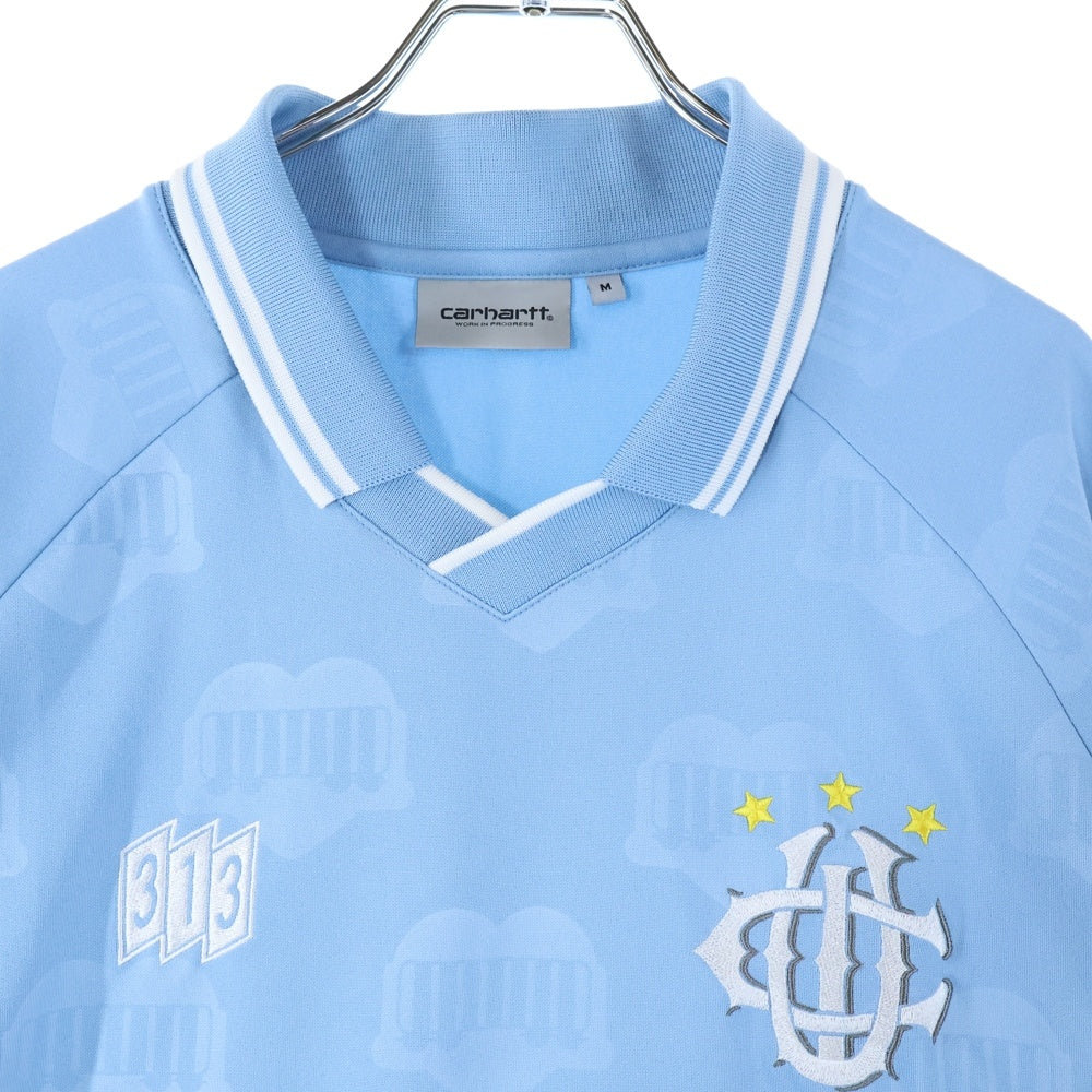 Carhartt WIP(カーハート ダブリューアイピー) FOOTBALL HEART TRAIN JACQUARD T-SHIRT フットボール ハートトレインジャガード 襟付き半袖Tシャツ カットソー I034625.2UH.XX.03