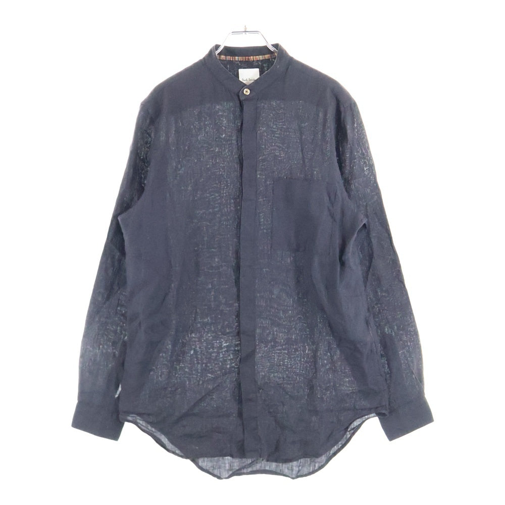 Paul Smith(ポールスミス) リネン ロングスリーブ ノーカラー長袖シャツ ブラック 143310 509T