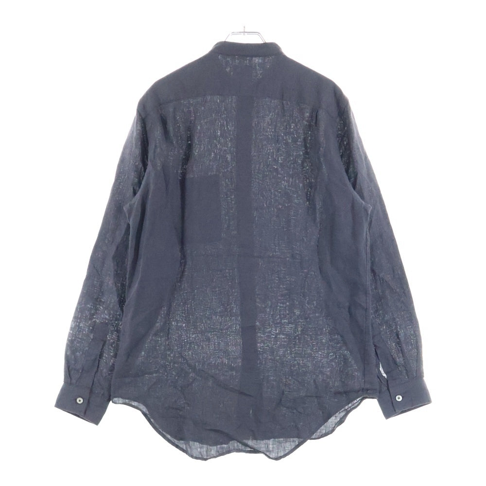 Paul Smith(ポールスミス) リネン ロングスリーブ ノーカラー長袖シャツ ブラック 143310 509T