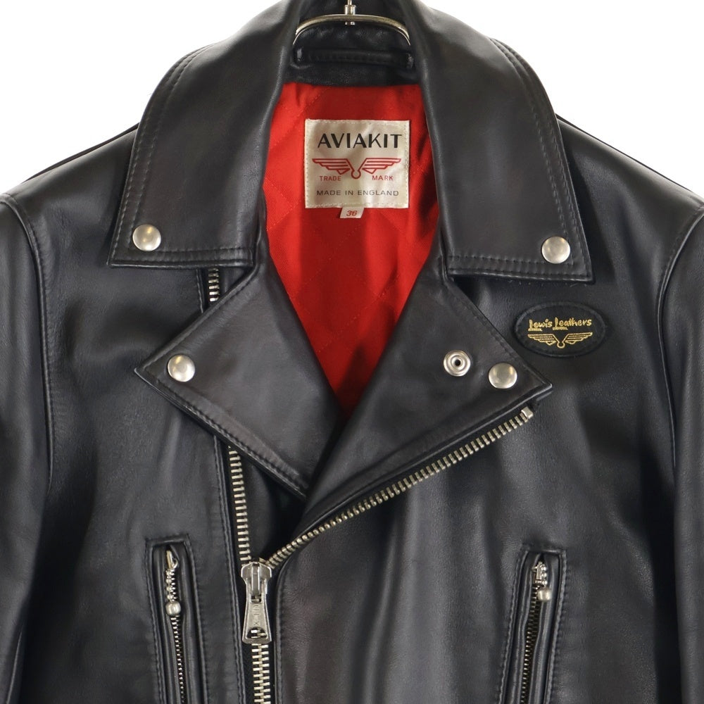 Lewis Leathers(ルイスレザー) 391 LIGHTNING REGULAR FIT HORSEHIDE ライトニング タイトフィット 内側キルティング ライダースジャケット ブラック/レッド #391