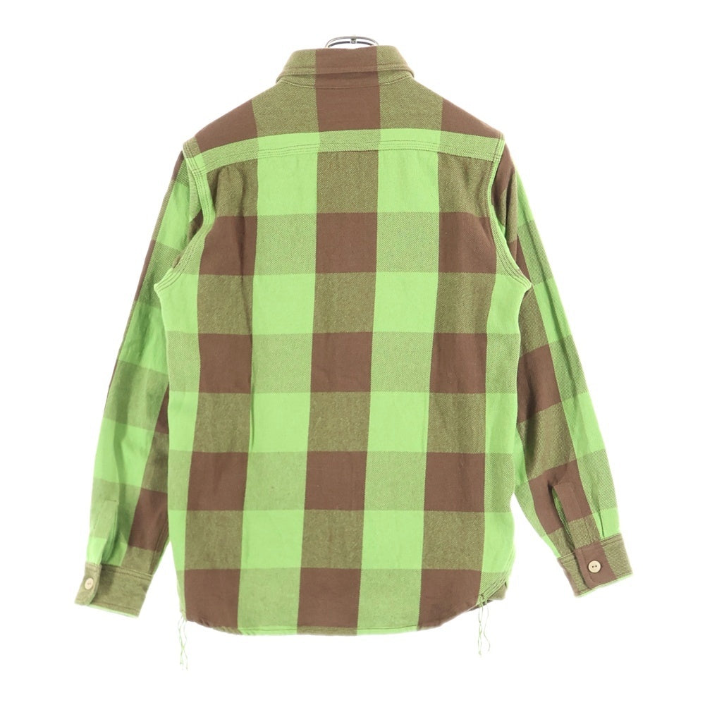 HOUSTON(ヒューストン) BLOCK CHECK VIYELLA SHIRT ブロックチェック ビエラ レギュラーカラー ボタンダウン ロングスリーブ 長袖シャツ グリーン/ブラウン 40958