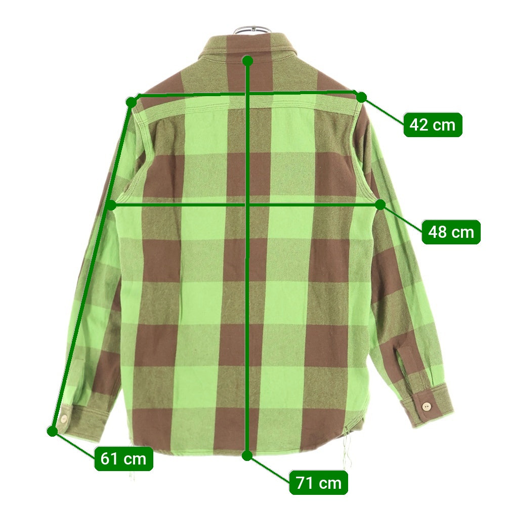 HOUSTON(ヒューストン) BLOCK CHECK VIYELLA SHIRT ブロックチェック ビエラ レギュラーカラー ボタンダウン ロングスリーブ 長袖シャツ グリーン/ブラウン 40958