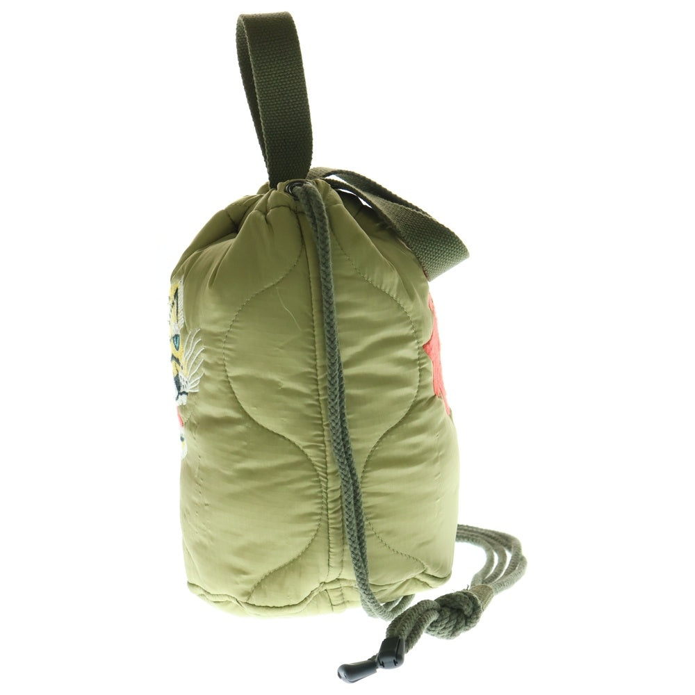 HOUSTON(ヒューストン) EMB QUILTING EFECT BAG タイガーエンブロイダリー キルティングエフェクト ハンドバッグ カーキー 6844