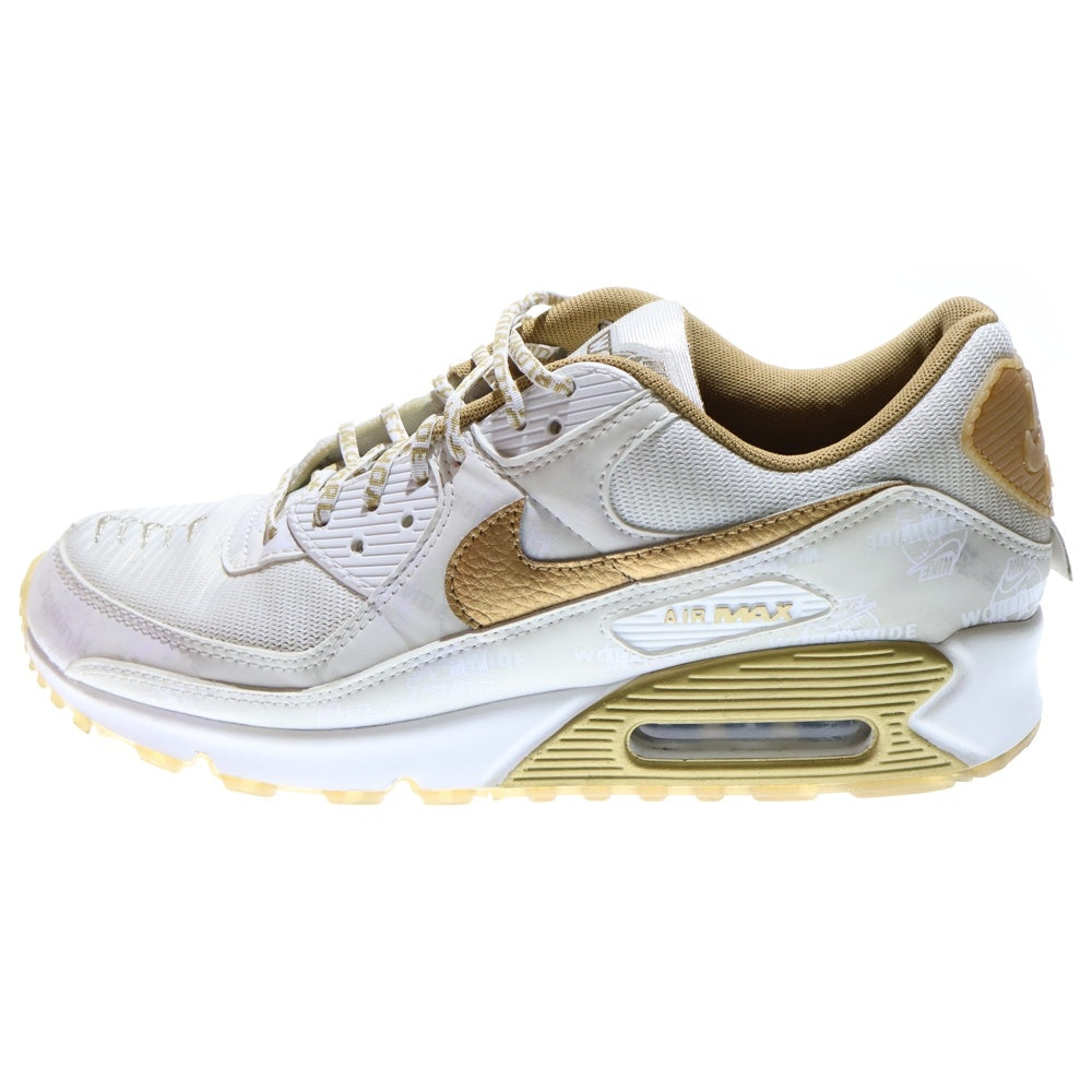 NIKE(ナイキ) WMNS WORLD WIDE PACK AIR MAX 90 KATAKANA WHITE METALIC GOLD ワールドワイドパック エアマックス90 ローカットスニーカー US10.5/27.5cm DA1342-170