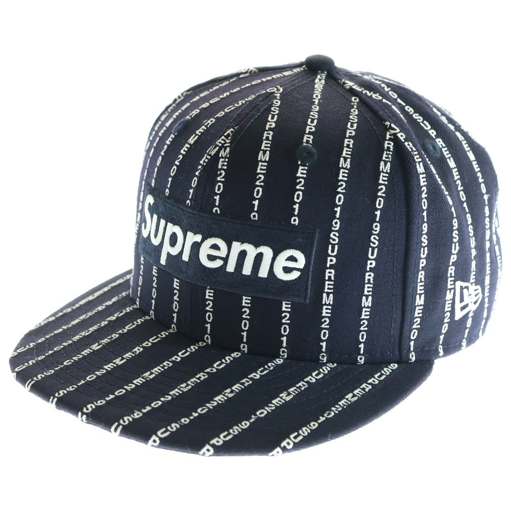 SUPREME(シュプリーム) 19SS ×NEW ERA Text Stripe Cap ニューエラ テキスト ストライプ柄 ベイスボールキャップ 帽子 ブラック
