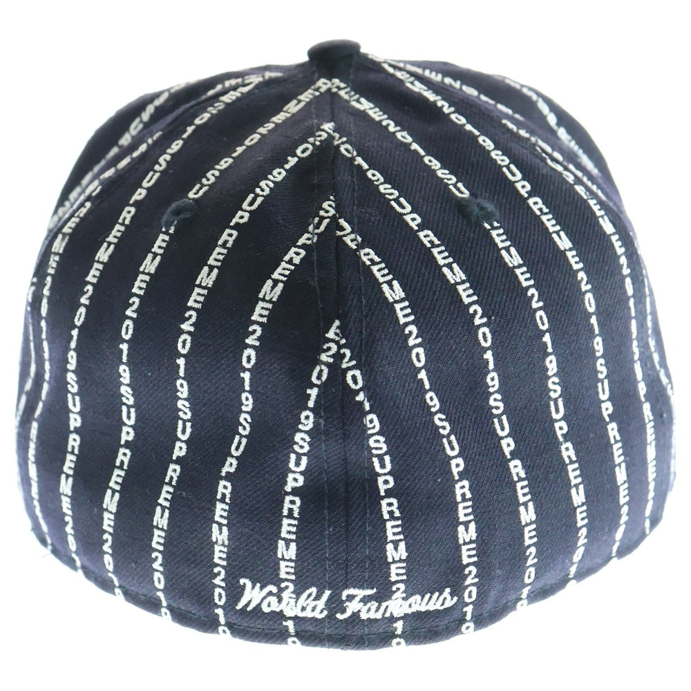 SUPREME(シュプリーム) 19SS ×NEW ERA Text Stripe Cap ニューエラ テキスト ストライプ柄 ベイスボールキャップ 帽子 ブラック